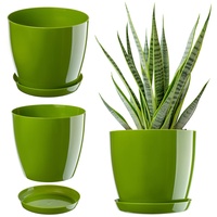 Kadax Blumentopf mit Untersetzer, aus Kunststoff, rund, 18 cm,