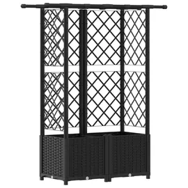 vidaXL Hochbeet mit Rankgitter und Dach 124,5 x 40 x 138 cm Schwarz