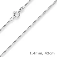 Schmuck Krone Goldkette 1,4mm Panzerkette aus 750 Weißgold 42cm, Gold 750 silberfarben