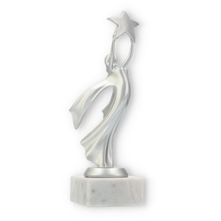 Siegerfigur Victoria silbermetallic auf weißem Marmorsockel 21,5cm