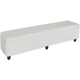 berlinlodge Aufbewahrungs-Truhe Lars XXL HxBxT 45x180x45cm Stoff/Textil Grau Sitzbank Bank