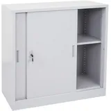 Mendler Aktenschrank Boston HWC-F41, Stahlschrank mit abschließbaren Schiebetüren 90x90x45cm ~ grau