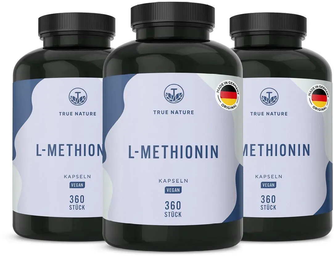 True Nature® L-Methionin Kapseln - Essentielle Aminosäure Vegan & Made in Germany 3x360 St