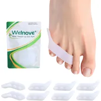 Welnove Gel Pinky Toe Separators - 8 Pack Pinky Toe Spacers, Bunion Cushions Pads for Women&Men, Silicone Little Toe Protectors for Preventing Rubbing & Relieve Pressure(White)
