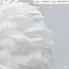 kuop Nachttisch lampe Moderne Tischleuchte E27 Schlaflicht Kinder Nachtlicht Warmweiß Federlampe Künstliche Federn Flauschige Dekolampe für Schlafzimmer Wohnzimmer Room Decor, 30cm x 38cm