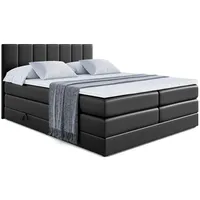Altdecor Boxspringbett Schwarz Hochglanz, Höhe ca. 20 cm, 200x200