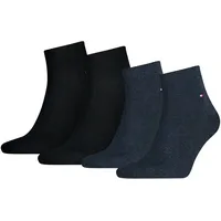TOMMY HILFIGER Herren Quarter Socken, 4er Pack - Sneaker, Unifarben, 39-49 Schwarz/Blau 39-42