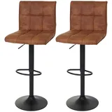 Proregal Barhocker 2er Set Sitzhöhe 64-85 cm Wildlederimitat Vintage Hellbraun