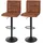 Proregal Barhocker 2er Set Sitzhöhe 64-85 cm Wildlederimitat Vintage Hellbraun