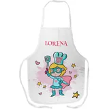 LolaPix Küchenschürze für Mädchen. Küchenschürze für Kinder. Personalisierte Schürzen. Kinderschürzen für Jungen und Mädchen. Personalisierte Geschenke. Zwei Größen. SUPER CHEF - 43x60cm