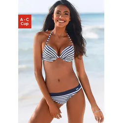 Push-Up-Bikini-Top VENICE BEACH "Summer", Damen, Gr. 42, Cup B, bunt (weiß, marine, gestreift), Polyamid, gestreift, Bikini-Oberteile, mit wattierten Cups