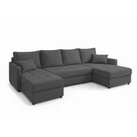 AX Living Wohnlandschaft, Anthrazit, Textil, Teilmassiv,Kiefer, Uni, 7-Sitzer, Füllung: Polyurethan (Pur), U-Form,Rechteckig, rund, 287x73x140 cm, Oeko-Tex®, Oeko-Tex® Standard 100, Gots, Pefc, FSC 100%, FSC Mix, FSC Recycled, TÜV Rheinland, TÜV Süd, Reach, Made in Europe, Wohnzimmer, Sofas & Couches, Wohnlandschaften, Wohnlandschaften in U-Form