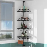 Duschablage ohne Bohren, 137-289cm 4-Stufige Verstellbare Teleskop Duschregal Ecke, Shampoo Halterung für Dusche und Badewanne, Bad Küche Eckregal/Schwarz