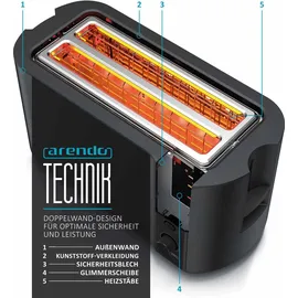 Arendo Langschlitz-Toaster schwarz