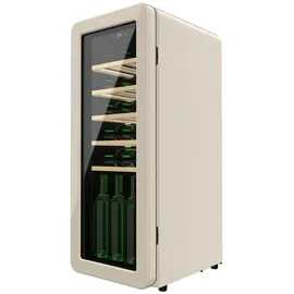 Cecotec Weinkühlschrank 24 Hit Beige. Beige mit LED-Steuerung, Temp. 5-20oC, NoFrost, Holzregale, Innenbeleuchtung, Belüftung