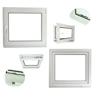 JeCo Fenster Ecoline Kunststofffenster 2-fach Verglasung, weiß 100 cm x 45 cm