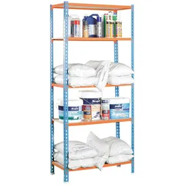 Proregal Schwerlastregal Stahl 200x100x40 cm Blau/Orange 5 Fachböden