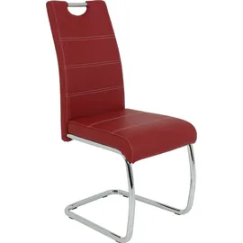 Hela Tische, 2er Set Schwingstuhl, Küchenstuhl Flora, Kunstleder Bordeaux, Griffmulde, Metallgestell verchromt, 42x57x98 cm) - Lederlook - BHT 42x98x57 cm