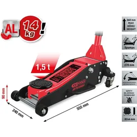 KS Tools Wagenheber Aluminium 90-360 mm grau/rot