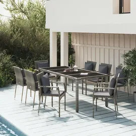 vidaXL Garten-Essgruppe 9-tlg. Grau