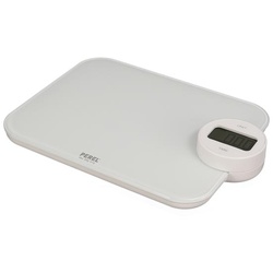 Perel Küchenwaage, digital, max. 5 kg, ohne Batterien, Tara-Funktion, automatische Abschaltung, LCD-Anzeige, Überlastwarnung, Weiß