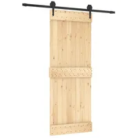 vidaXL Schiebetür Natürlich und Schwarz rechts 80 x 210 cm braun