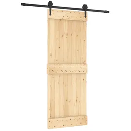 vidaXL Schiebetür Natürlich und Schwarz rechts 80 x 210 cm braun
