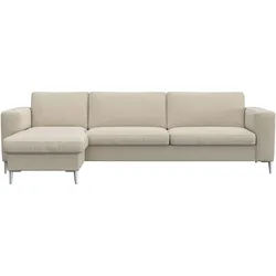 Ecksofa FLEXLUX "Fiore, super Sitzkomfort durch Kaltschaum im Sitz, L-Form", weiß (sanftes weiß), B:262cm H:85cm T:92cm, 100% Polyester, Sofas, breite Armlehnen, Kaltschaum, Füße Alu