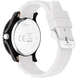 s.Oliver Quarzuhr SO-4502-PQ 34 mm Silikonarmband Schwarz/Weiß