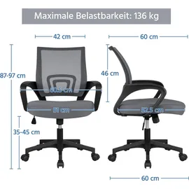 Yaheetech Chefsessel Kunststoff Dunkelgrau