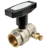 tecuro Kugelhahn mit Entleerung, Beids. Innengewinde Rp 1/2 Zoll (dn 15) Alu-t-griff, Ms-vernickelt