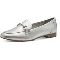 Marco Tozzi Damen Slipper mit Blockabsatz Vegan, Silber (Silver),