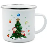 Weihnachtstassen Personalisiert Tasse mit 2-8 Namen Tasse mit Weihnachtsbaum 350ml Keramikbecher Geschenk für Weihnachten (2 namen)