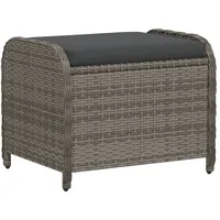 vidaXL Gartenhocker mit Kissen Grau 58x46x46 cm Poly Rattan