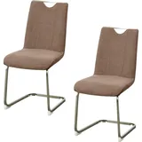 Hti-Living HTI-Living, Stühle, Schwingstuhl Taupe/Antikhellbraun 2er Set Emrys
