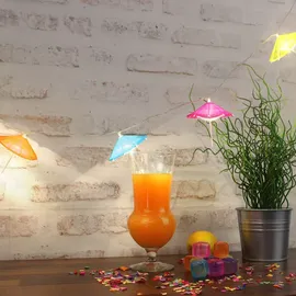 MARELIDA LED Lichterkette - 10 bunte Sonnenschirmchen - warmweißen LED - L: 1,35m - Batterie