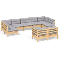 vidaXL Garten-Lounge-Set 9-tlg. grau Kiefer