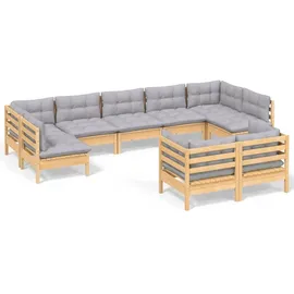 vidaXL Garten-Lounge-Set 9-tlg. grau Kiefer