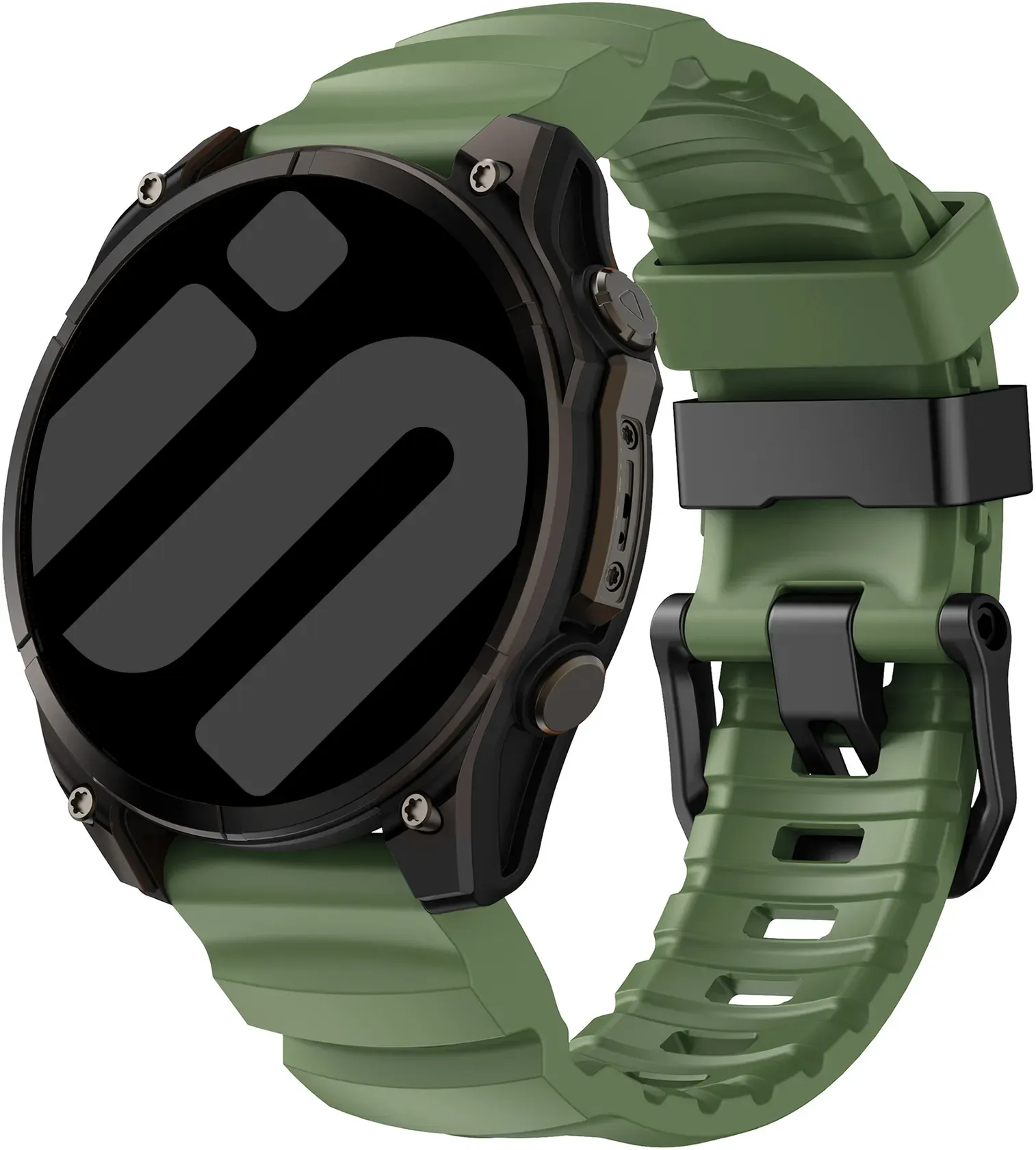 Strap-it Amazfit T-Rex Ultra 2 Armband Silikon für Amazfit T - Dunkelgrün - Schnallenverschluss