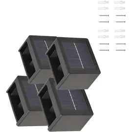 ideoon lights 4er Set LED Solar Wandleuchte Kunststoff 9,0 cm inkl. Akku & Sensor Warmweiss/Kaltweiss