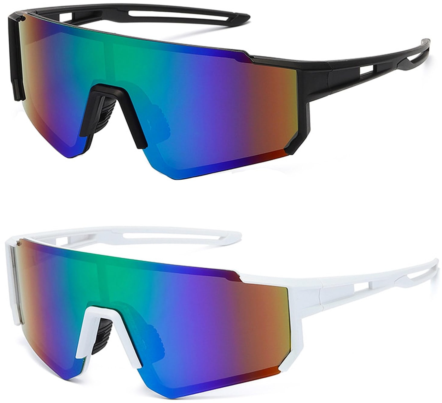 MUSELK 2PCS Sport Sonnenbrille Herren Damen Fahrradbrille Sunglasses Polarisierte Sonnenbrille für Outdooraktivitäten MTB Rennrad Radfahren Biking Ski Sonnenbrille mit UV400