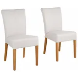 Home affaire 4-Fußstuhl Queen Polsterstuhl (Set, 2 St), verschiedene Bezüge, Gestell Massivholz beige