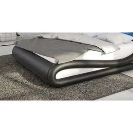 SalesFever Polsterbett, 180 x 200 cm | LED-Beleuchtung Kunstleder Design Bett in moderner Form, schwarz