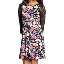 melrose Mini-Kleid Damen Sommerkleid mit elegantem Blumen-Print Abend-Kleid 47780801 Schwarz/Bunt - 38