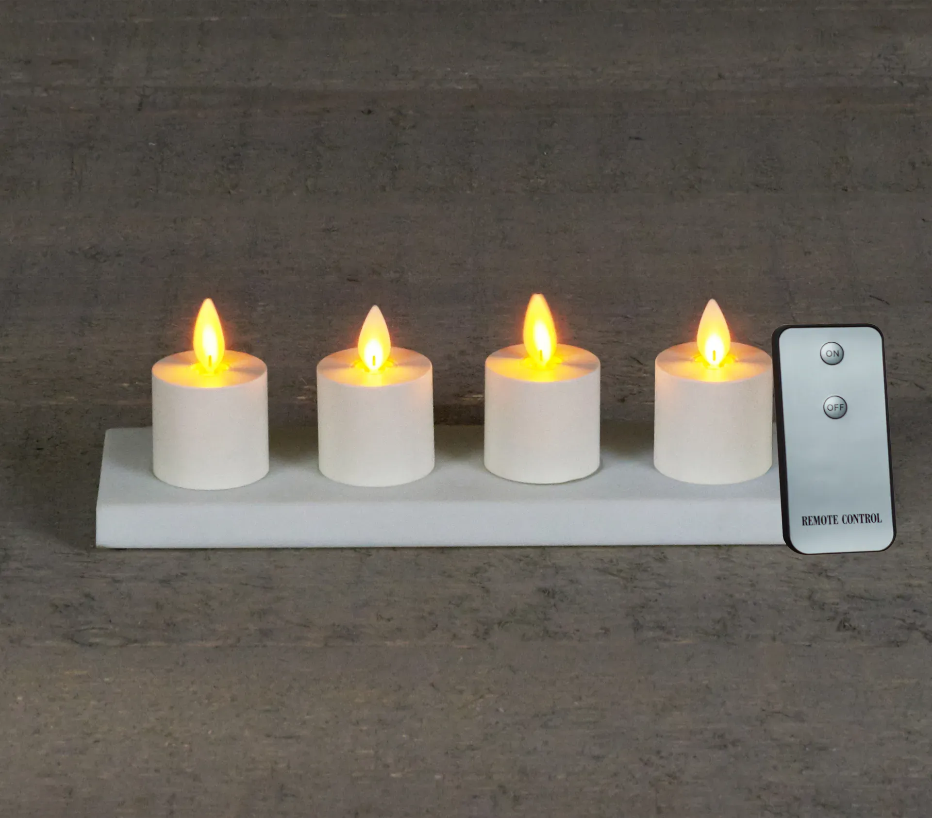 LED Teelicht x4 3,8x3,5cm Ladestation aufladbar  - weiß
