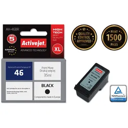Activejet AH-46BR Tintenpatrone (Ersatz für HP 46 CZ637AA; Prämie; 35ml; schwarz