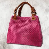 toscanto Leder Handtasche, Umhängetasche Toscanto Tasche pink, braun ca. 31cm | Gr.: onesize