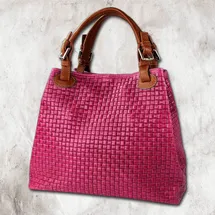 toscanto Leder Handtasche, Umhängetasche Toscanto Tasche pink, braun ca. 31cm | Gr.: onesize