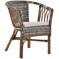 Stapelbarer Rattan-Sessel/Stuhl aus Natur-Rattan inkl. Polster (Mehrfarbig)