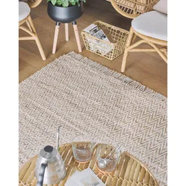 Beliani Afrin Filzkugelteppich 140 x 200 cm Beige